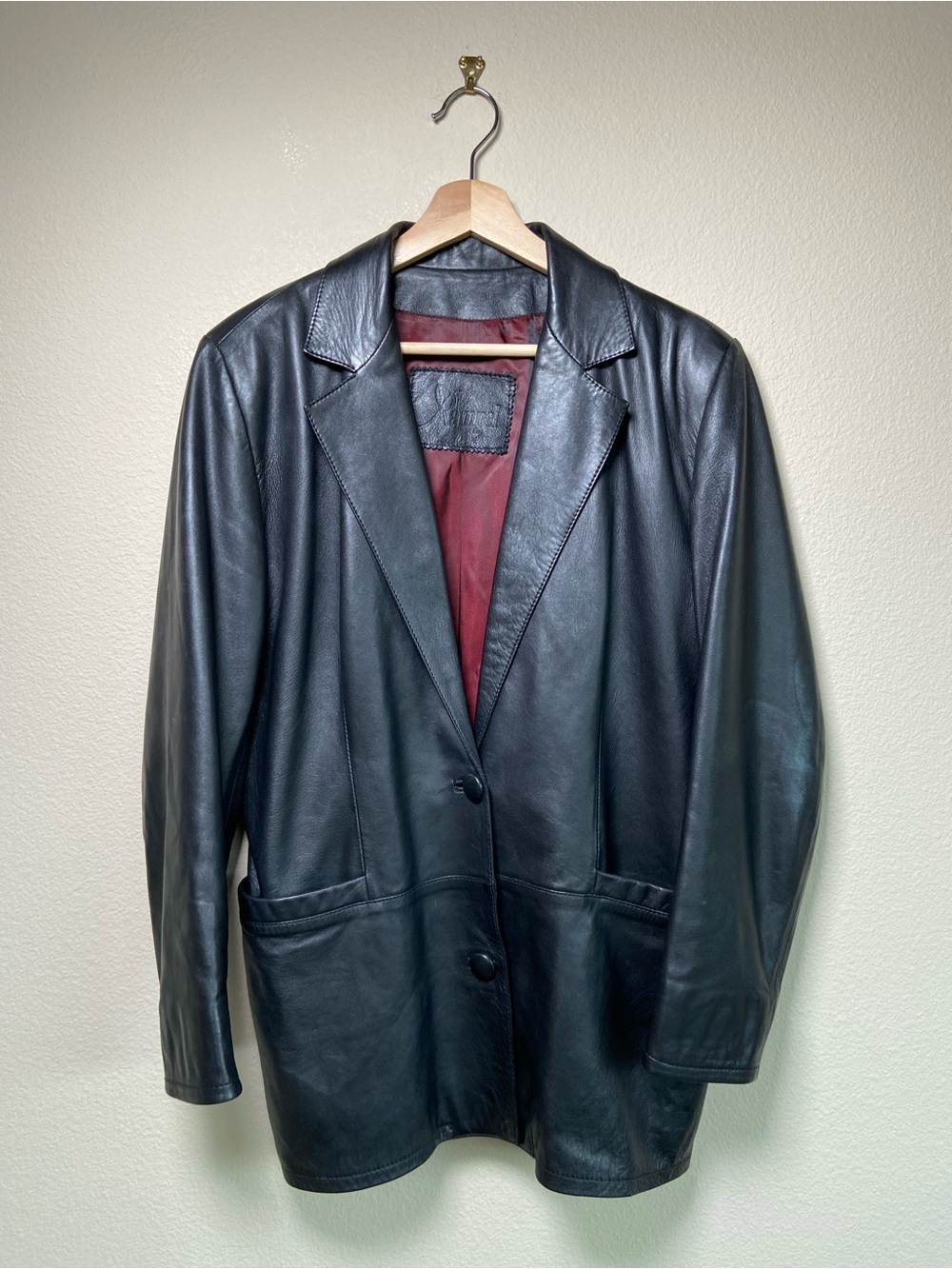 Vintage Leather Coat Black Small